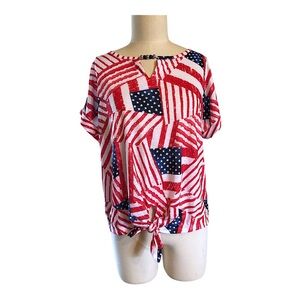 NWT Allison Daley Patriotic Red and Blue Women's Top Size PM